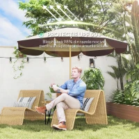 Outsunny Umbrela de Soare cu Protectie UPF 50+ si 8 Spite, Ø266x234 cm, Bej(m-5)