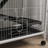 PawHut Jaula para Animales Pequeños con Ruedas Rampas Hamaca y Bandeja Extraíble para Chinchillas Hurones 80x52x128 cm Blanco(m-9)