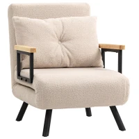 HOMCOM Canapé-lit Individuel Pliant Canapé-lit Convertible 4 en 1 Dossier Réglable sur 5 Niveaux et Coussin 63x73x81 cm Beige(m-7)