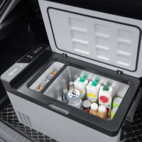 Outsunny Nevera Portátil Compresor 40L Congelador de Coche 12/24V CC hasta -22 ℃ con Pantalla Táctil y Asas Plegables para Barco Camión 67,2x36x40,5 cm Gris y Negro(m-13)