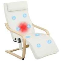 HOMCOM Relaxsessel mit Lendenheizung und Massage, verstellbarem Fußhocker und Fernbedienung, 67x95x101 cm, Cremeweiß(m-5)