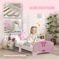 AIYAPLAY Kids Bed with Safety Rails, Kids Clothes Rail, Kids Full Length Mirror, 3 Piece Kids Furniture Set for Bedroom, Pink(m-9)