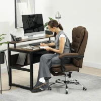 Vinsetto Fauteuil de bureau avec hauteur réglable, dossier inclinable, repose-pied et accoudoirs rembourrés, marron(m-2)