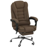 Vinsetto Fauteuil de bureau avec hauteur réglable, dossier inclinable, repose-pied et accoudoirs rembourrés, marron(m-1)