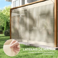 Outsunny Pérgola de Jardim 4x3 m Pérgola para Exterior com Teto Retrátil e Mosquiteiros Laterais para Terraço Pátio Natural(m-5)