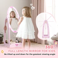 AIYAPLAY Kids Bed with Safety Rails, Kids Clothes Rail, Kids Full Length Mirror, 3 Piece Kids Furniture Set for Bedroom, Pink(m-7)