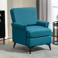 HOMCOM Fotoliu Modern Fotoliu Confortabil pentru Semineu Scaun de Efect din Panza pentru Camera de Zi Dormitor Biroul de Acasa Verde fotoliu pentru oaspeți sufragerie camera de zi dormitor dormitor interior casă(m-9)