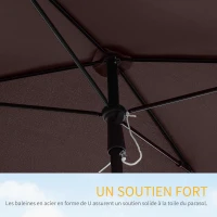 Outsunny Parasol de jardin Parasol droit rectangulaire inclinable alu métal polyester haute densité 2 x 1,3 m chocolat(m-7)