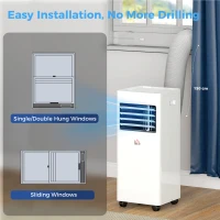 HOMCOM Portable Air Conditioner 5000 BTU, 4-in-1 Cooling, Dehumidifier, Fan, Sleep Mode, Air Conditioning Unit with Digital Display & Remote Control, 24H Timer, Window Venting Kit, for Room up to 18㎡(m-8)