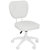Vinsetto Drehstuhl aus PU-Kunstleder mit höhenverstellbarer armloser Belastung 120 kg 46x59x82-92 cm Weiß(m-1)