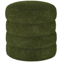 HOMCOM Pouf, rotondo, in peluche, con struttura in metallo, fino a 120kg, Ø40x45H cm, Verde