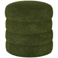HOMCOM Pouf, rotondo, in peluche, con struttura in metallo, fino a 120kg, Ø40x45H cm, Verde(m-1)