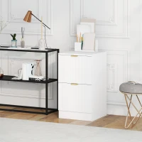 HOMCOM Cassettone da Scrivania con 2 Cassetti Frontali Scanalati Mobile Archivio per Formato A4 o Lettera 40x40x71 cm Bianco(m-4)