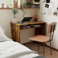 HOMCOM Boxy Work Desk, with Shelf - Wood-Effect(m-7)