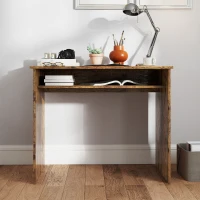 HOMCOM Boxy Work Desk, with Shelf - Wood-Effect(m-8)