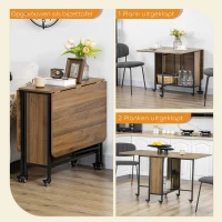 HOMCOM Mobiele Klaptafel, 2 Inklapbare Zijden, 130 x 80 x 74 cm, Bruin(m-4)
