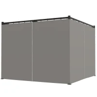 Outsunny Cenador para Exterior 3x3 m con Paredes Laterales y Techo Retráctil Marco Metálico Impermeable para Terraza Gris(m-11)