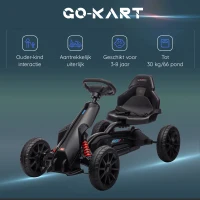 HOMCOM Go-Kart Kinderrijtuig met Verstelbare Zitting, Trapvoertuig, Trapauto met Handrem, 3-8 Jaar, Buiten, Zwart(m-4)
