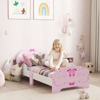 AIYAPLAY Ballet Theme Toddler Bed Frame with Safety Rails for 3-6 Years, Pink(m-2)