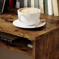 HOMCOM Boxy Work Desk, with Shelf - Wood-Effect(m-9)
