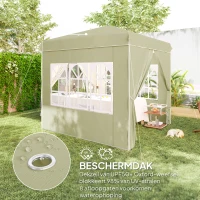 Outsunny 2,5 x 2,5 m Pop-up paviljoen met zijwanden en draagtas, UPF50+ in hoogte verstelbaar tuinpaviljoen, Crèmewit(m-6)