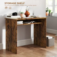 HOMCOM Boxy Work Desk, with Shelf - Wood-Effect(m-4)