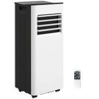 HOMCOM Aire Acondicionado Portátil 3 en 1 9000 BTU con Control Remoto Pantalla LED Temporizador 2 Velocidades para 28m² Blanco(m-10)