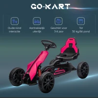 HOMCOM Go-Kart voor Kinderen met Verstelbare Stoel, Trapvoertuig, Trapauto met Handrem, 3-8 Jaar, Outdoor, Roze(m-7)