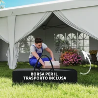 Outsunny Gazebo 6x3 m Pieghevole da Giardino a 6 Pareti in Acciaio e tessuto Oxford con Funi e Picchetti, Bianco(m-7)