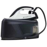 HOMCOM Centro de Planchado 2800W 100 g/min Función ECO Suela de Cerámica Doble Capa Antical Depósito Extraíble 2 L Azul(m-10)