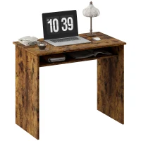 HOMCOM Boxy Work Desk, with Shelf - Wood-Effect(m-10)
