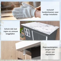 Outsunny Metalen Tuinschuur voor Opslag van Tuingereedschap, met Venster, Brede Deur, 260 x 177 x 190 cm, Donkergrijs(m-6)