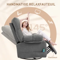HOMCOM Relaxstoel met Massage- en Ligfunctie, Draaibare Massagestoel, 4 zijzakken en Afstandsbediening, Donkergrijs(m-6)