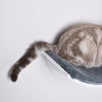 PawHut Katzenliege Katzen Wandliege Katzenbett Katzenregal Wandmontage Plüschauflage Grau 41 x 28 x 21 cm(m-10)