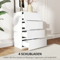HOMCOM Kommode Sideboard Schubladenkommode, 4 Schubladen, 55 cm x 33 cm x 80 cm, Weiß(m-4)