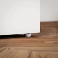 HOMCOM Computer Desk, Writing Table, PC Workstation with 3 Storage Shelves and Drawers, Silver Handle, for Home Office, Natural Wood Finish and White(m-9)