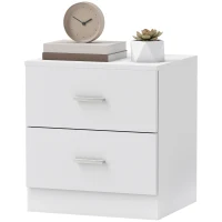 HOMCOM Mesa de Cabeceira Moderna Mesinha de Cabeceira com 2 Gavetas para Sala Quarto Capacidade 30 kg 45x39,5x49 cm Branco(m-7)