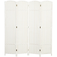 HOMCOM 4-delige Roomdivider, Opvouwbaar Privacy Scherm, Privacywand voor Woonkamer, Slaapkamer, Thuiswerkplek, Wit