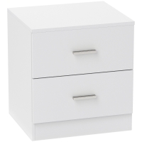 HOMCOM Mesa de Cabeceira Moderna Mesinha de Cabeceira com 2 Gavetas para Sala Quarto Capacidade 30 kg 45x39,5x49 cm Branco