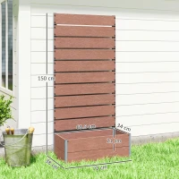 Outsunny 34 x 69.5cm Garden Planter Box, with Back Trellis, Brown(m-3)