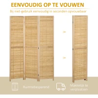 HOMCOM Klapbare Scheidingswand Privacy Scherm, Bamboe, 3-delig, 120 cm x 170 cm x 1,8 cm, Natuurlijk(m-6)
