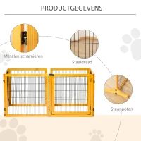 PawHut Hondenhek, Opvouwbaar, 432 x 36 x 70 cm, Dennenhout, Geel(m-7)