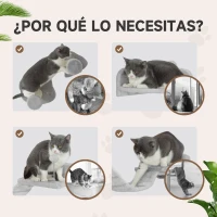 PawHut Juego de Pared de Escalada para Gatos con Postes de Sisal Plataforma Doble con Escalera y 1 Plataforma para Saltar Gris(m-6)
