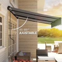 Outsunny Toldo Retráctil de Aluminio para Ventanas y Puertas con Protección UV30+ y Inclinación Ajustable 360x220 cm Gris(m-6)