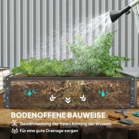 Outsunny Gartenbeet, Pflanzkasten mit Stahlgehäuse, Hellgrau, 120 x 120 x 30 cm(m-6)