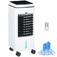 HOMCOM Climatizador 3 en 1 con Ventilador Humidificador y Enfriador 3 Velocidades Temporizador Mando a Distancia y Depósito 4L(m-10)