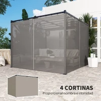 Outsunny Cenador para Exterior 3x3 m con Paredes Laterales y Techo Retráctil Marco Metálico Impermeable para Terraza Gris(m-5)