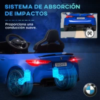 AIYAPLAY Coche de Batería para Niños 12V BMW M4 con Mando a Distancia Faros Bocina Música Velocidad 3-5 km/h Azul(m-6)