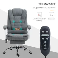 Vinsetto Ergonomische massage bureaustoel met 6 Vibratiepunten, Verstelbare Rugleuning en 360° Draaistoel Grijs(m-4)