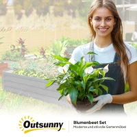Outsunny Gartenbeet, Pflanzkasten mit Stahlgehäuse, Hellgrau, 120 x 120 x 30 cm(m-7)